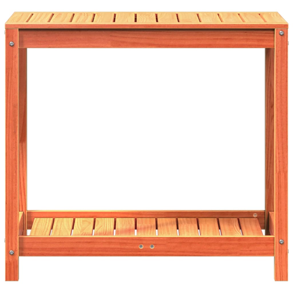 vidaXL Pottebord med hylle voksbrun 82,5x50x75 cm heltre furu