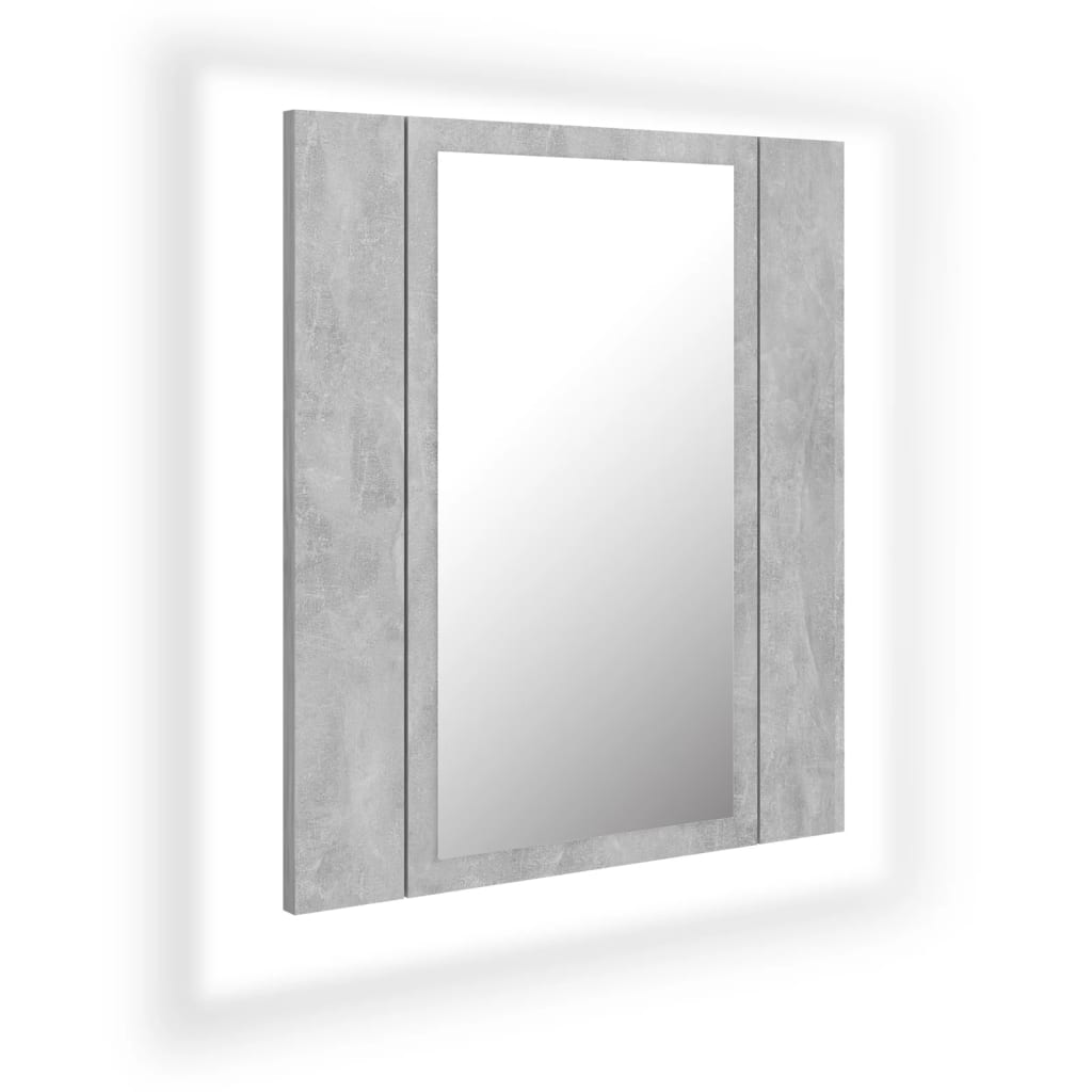 vidaXL LED-speilskap til baderom betonggrå 40x12x45 cm akryl