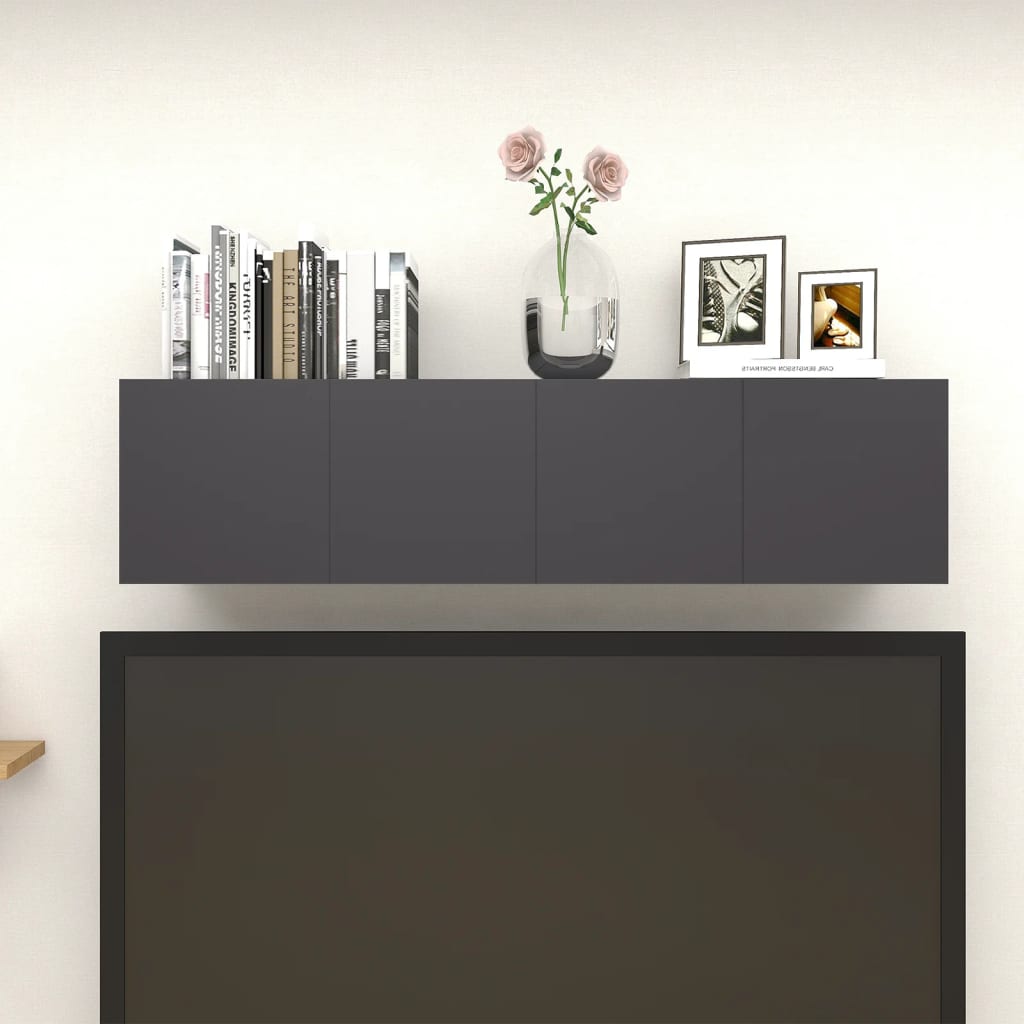 vidaXL Vegghengte TV-benker 4 stk grå 30,5x30x30 cm