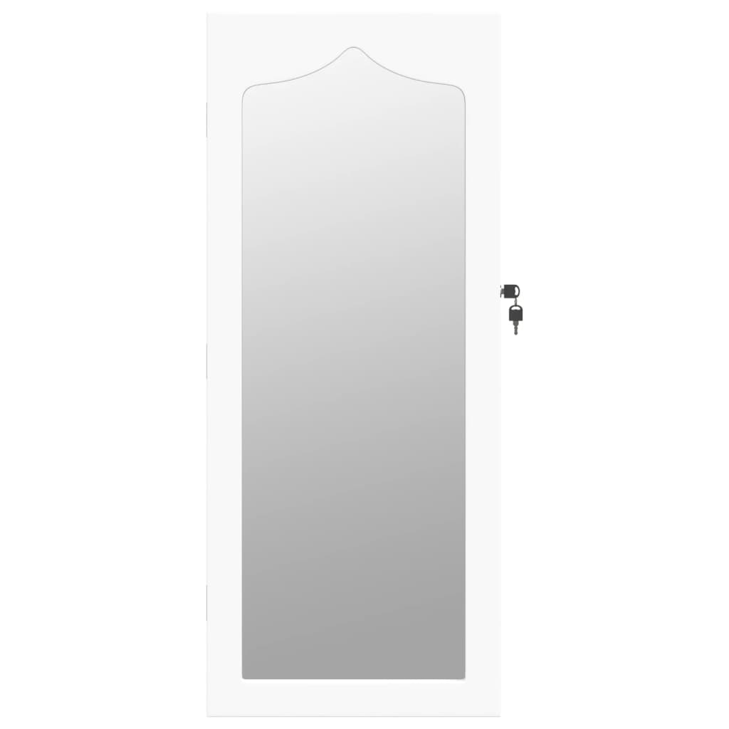 vidaXL Vegghengt smykkeskap med speil hvit 37,5x10x90 cm