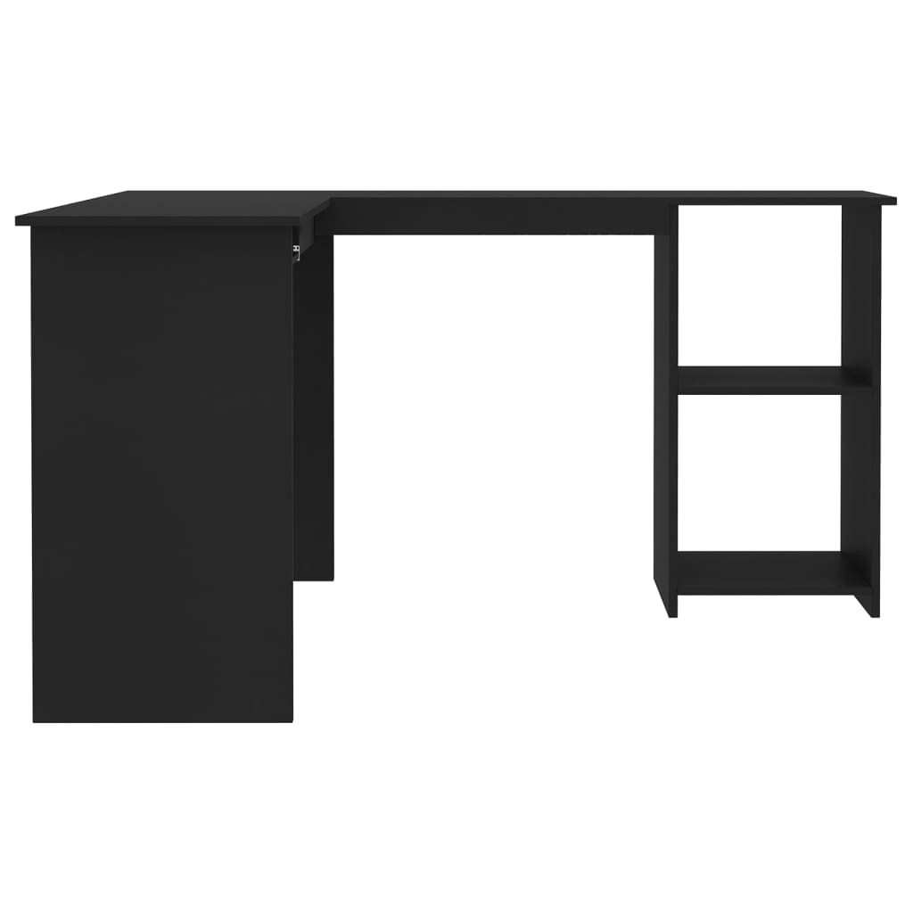 vidaXL L-formet hjørneskrivebord svart 120x140x75 cm sponplate