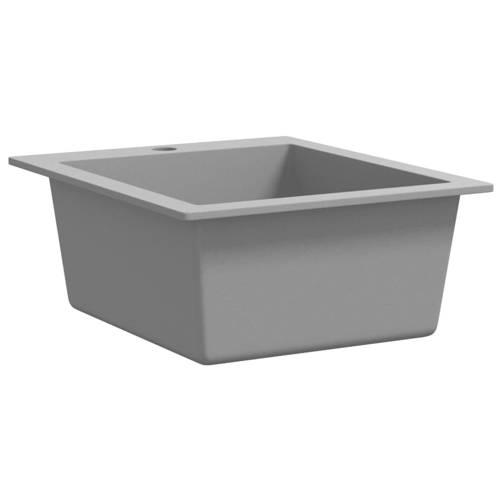 vidaXL Nedfelt kjøkkenvask enkel kum grå granitt