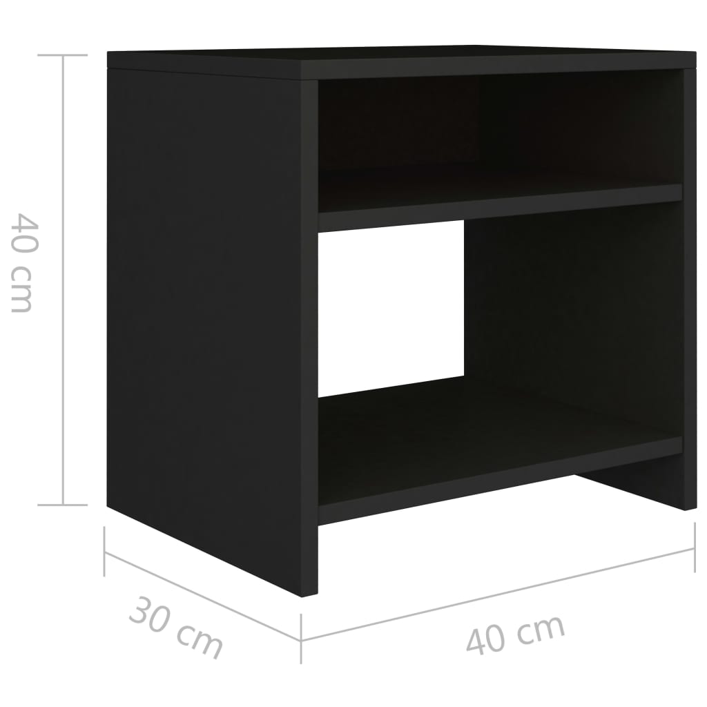 vidaXL Nattbord 2 stk svart 40x30x40 cm konstruert tre