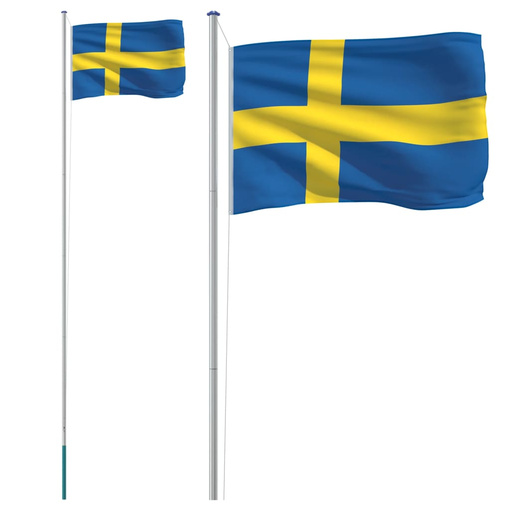 vidaXL Svensk flagg og stang 6,23 m aluminium