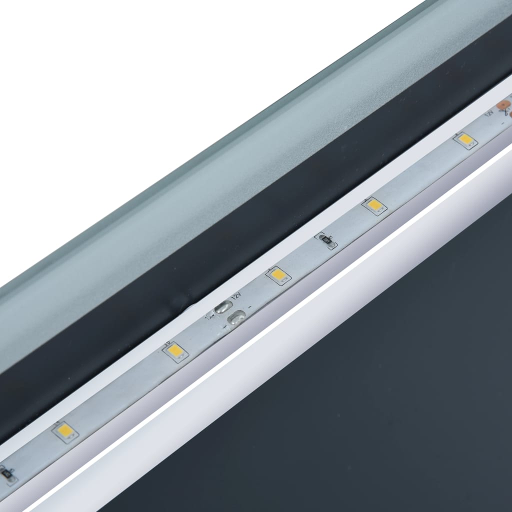vidaXL LED-speil til bad med berøringssensor og tidsvisning 80x60 cm