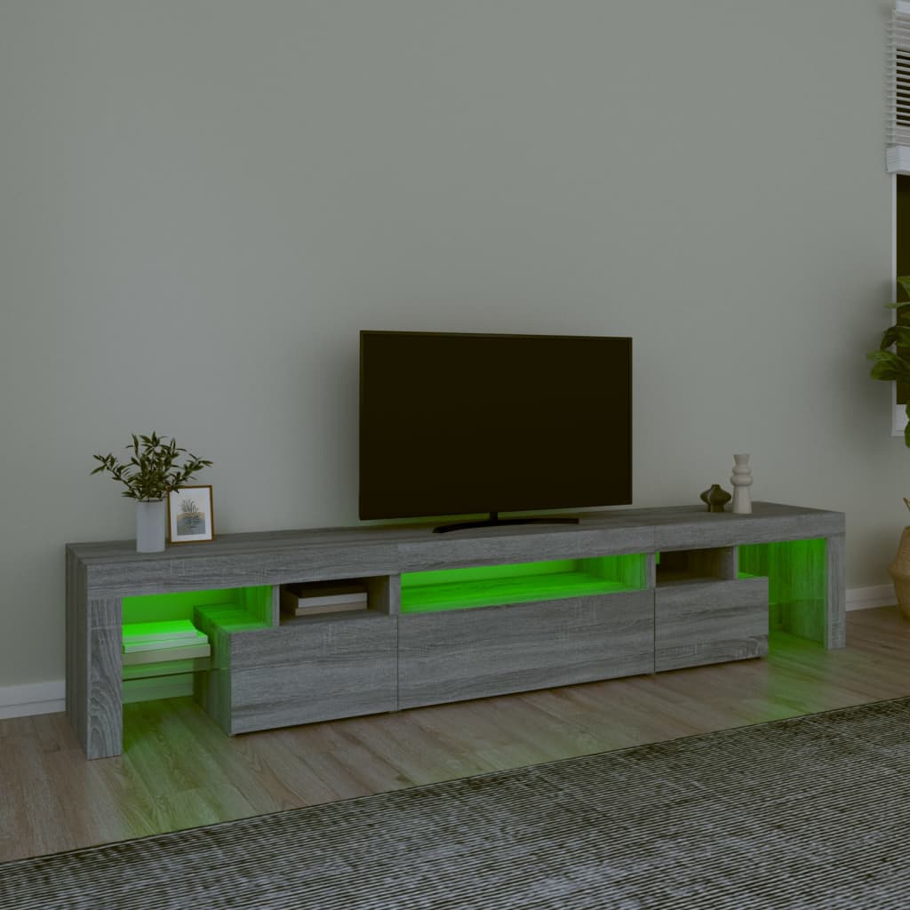 vidaXL TV-benk med LED-lys grå sonoma 215x36,5x40 cm