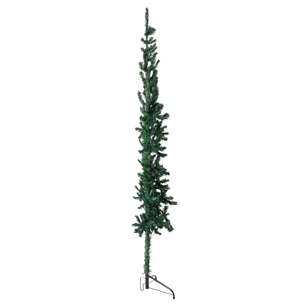 vidaXL Kunstig halvt juletre med stativ slankt grønn 240 cm