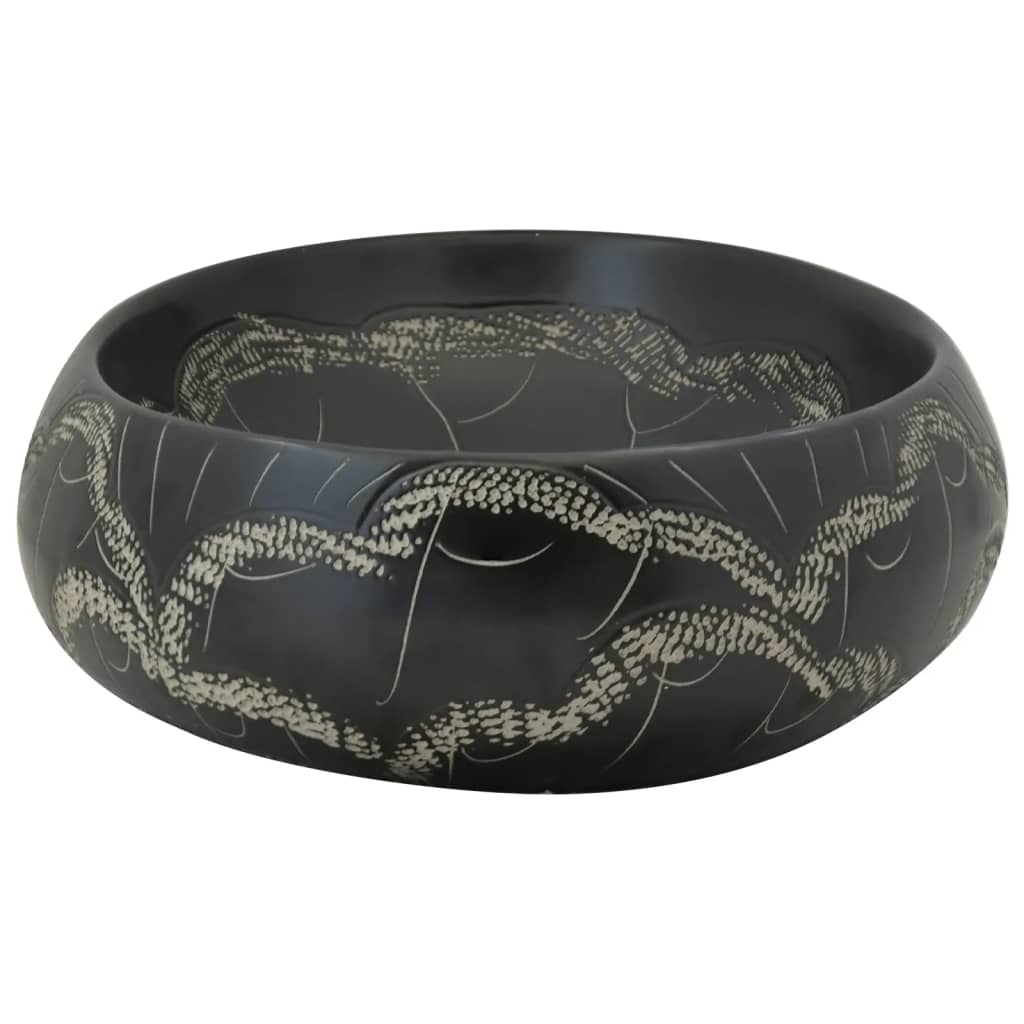 vidaXL Benkeservant svart oval 59x40x15 cm keramikk