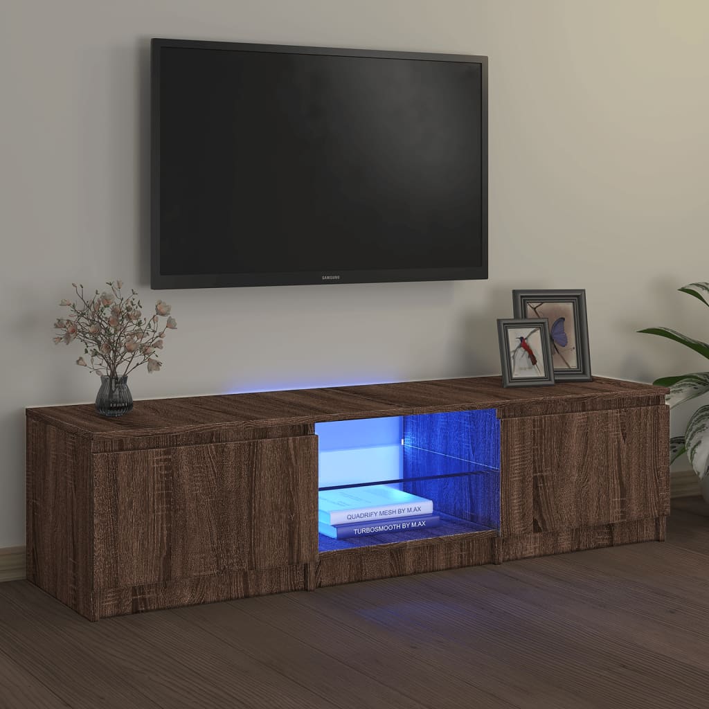 vidaXL TV-benk med LED brun eik 140x40x35,5 cm